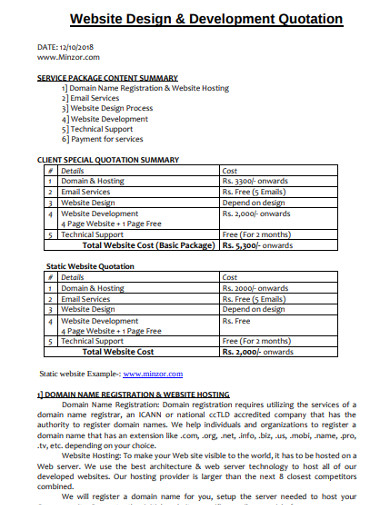 Free 8 Web Design Quotation Examples Templates Download Now Examples