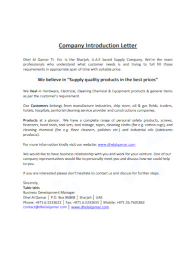 Free 8 Company Introduction Letter Examples Templates Google Docs Word Pages Pdf Examples