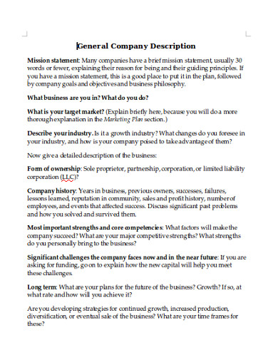 Free 17 Company Description Examples Templates Pdf Examples
