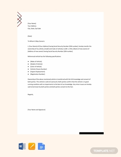 Free 10 Ownership Transfer Letter Examples And Templates Download Now Google Docs Ms Word Pages Pdf Examples