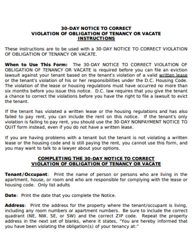 Free 14 Examples Of 30 Day Notice In Pdf Doc Examples