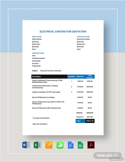 Free 11 Electrical Quotation Examples Templates Download Now Examples