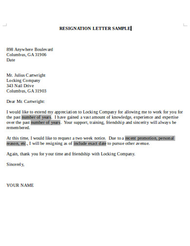 35 Simple Resignation Letter Examples Pdf Word Examples
