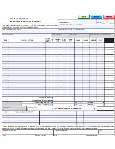 This particular template is free to download, print, or edit. Free 11 Monthly Expense Report Examples Templates Pdf Google Docs Google Sheets Illustrator Excel Word Numbers Pages Pdf Publisher Examples