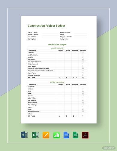 Free 11 Construction Project Budget Examples And Templates Download Now Google Docs Ms Excel Numbers Editable Pdf Google Sheets Ms Word Pages Pdf Examples