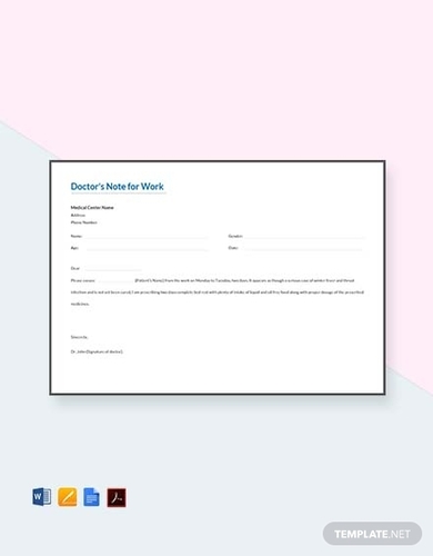 10 best doctor sick note examples templates google docs ms word pages pdf editable pdf examples