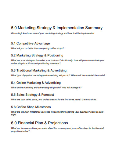 6 Coffee Shop Business Plan Examples In Pdf Ms Word Google Docs Apple Pages Examples