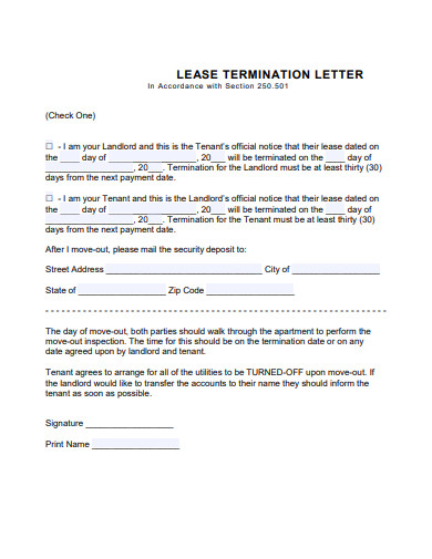 10 Lease Termination Letter Examples Commercial Tenant Apartment Examples