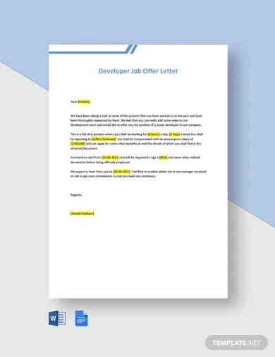 Free 39 Offer Letter Examples In Ms Word Pages Google Docs Outlook Pdf Examples