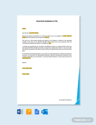 10 Behavior Warning Letter Examples Employee Patient Student Examples