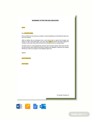 10 Behavior Warning Letter Examples Employee Patient Student Examples