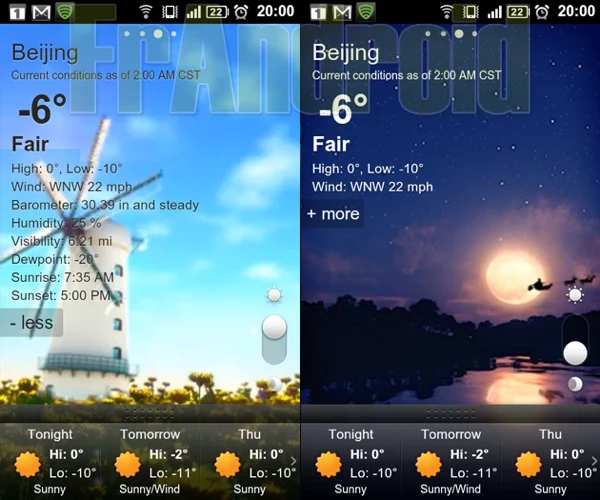 Go Weather Affiche La Meteo Sur Android Et Se Decline En Widgets Et Fond D Ecran Anime