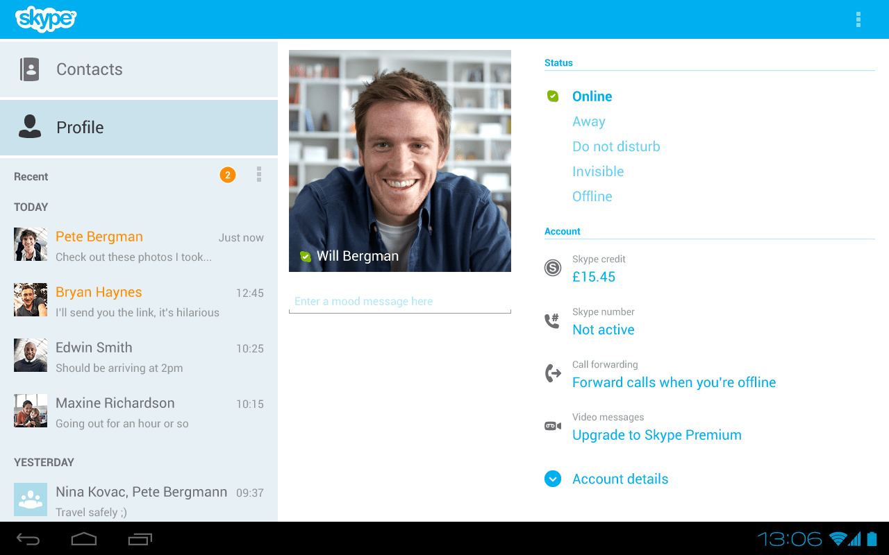 Skype v3.0 - Une version optimisée pour tablettes Android