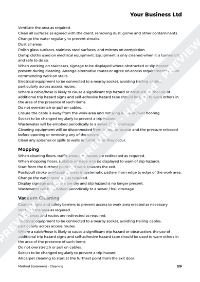 If you're starting a new business, then you need an effective plan. Cleaning Method Statement Template - HASpod