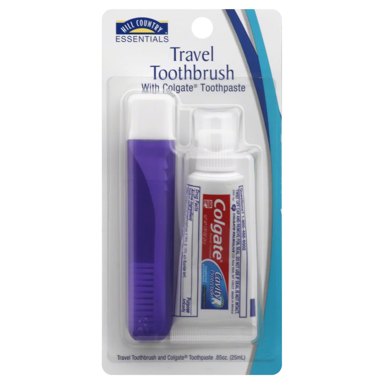 Hill country essentials travel size toothbrush with colgate toothpaste