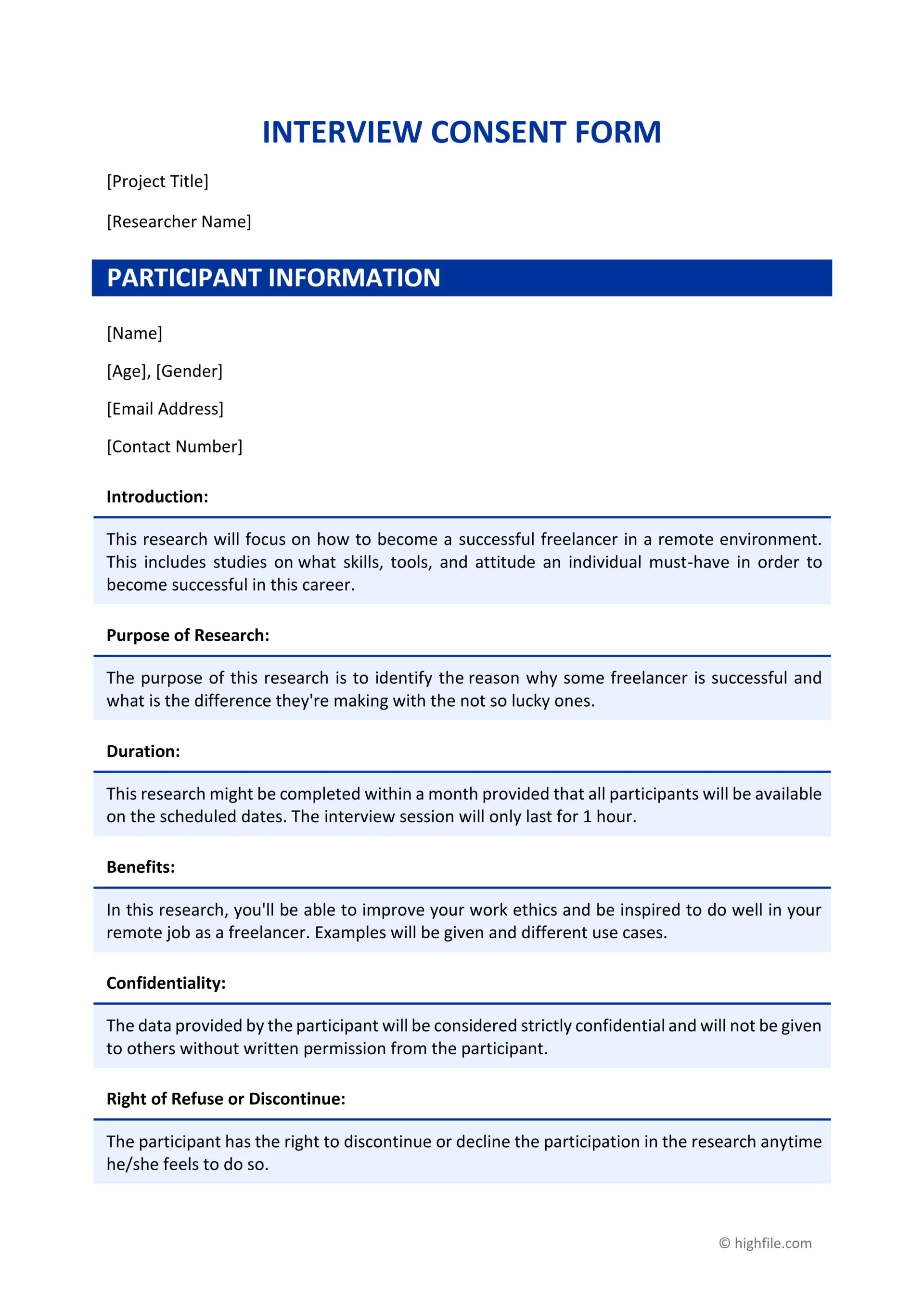 Free Interview Consent Form Template Word Pdf Google Docs - Premium Colorful Texture Gallery - Retina