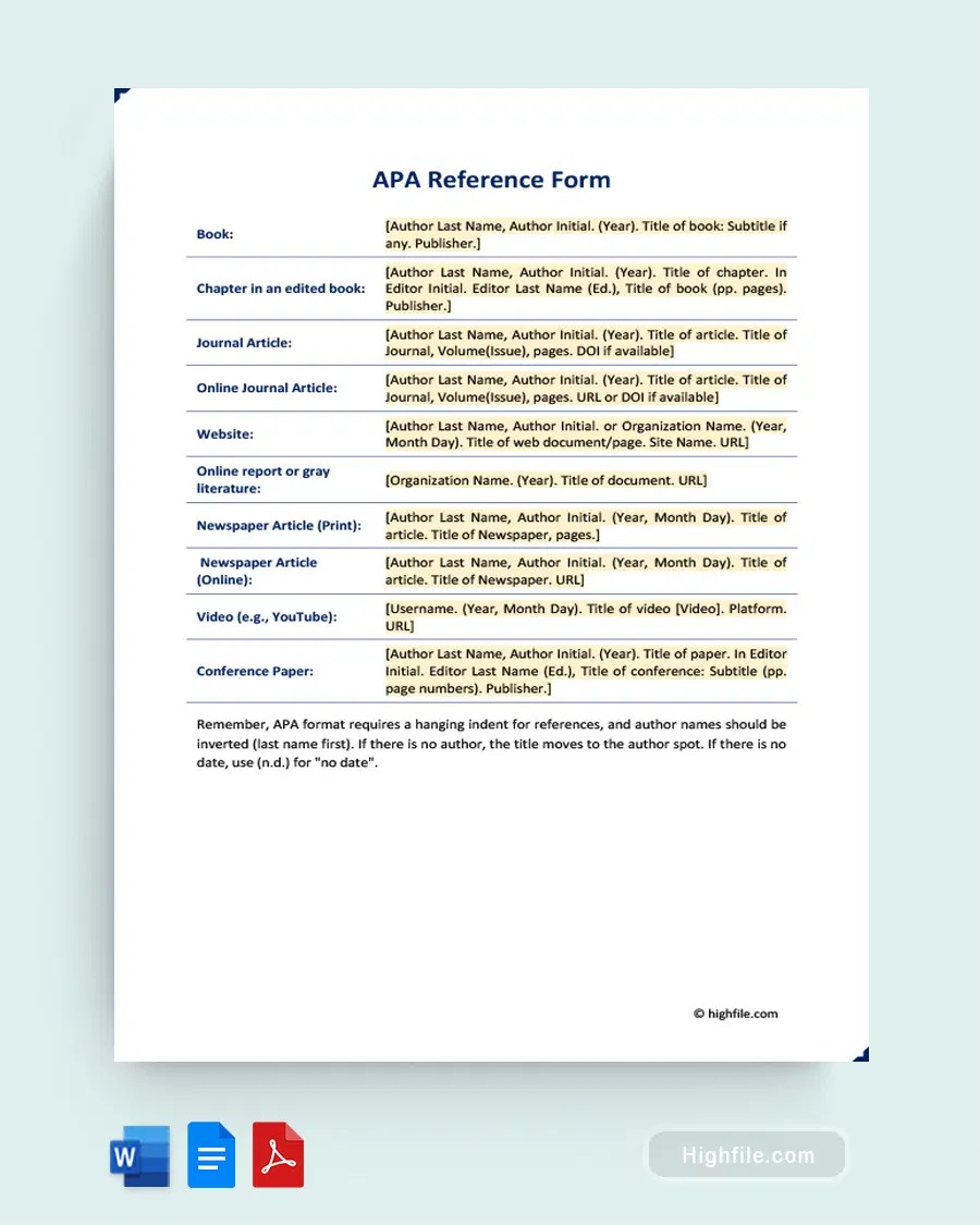 Apa Reference List 7th Edition Word Google Docs Highfile - Full HD Abstract Illustrations for Desktop