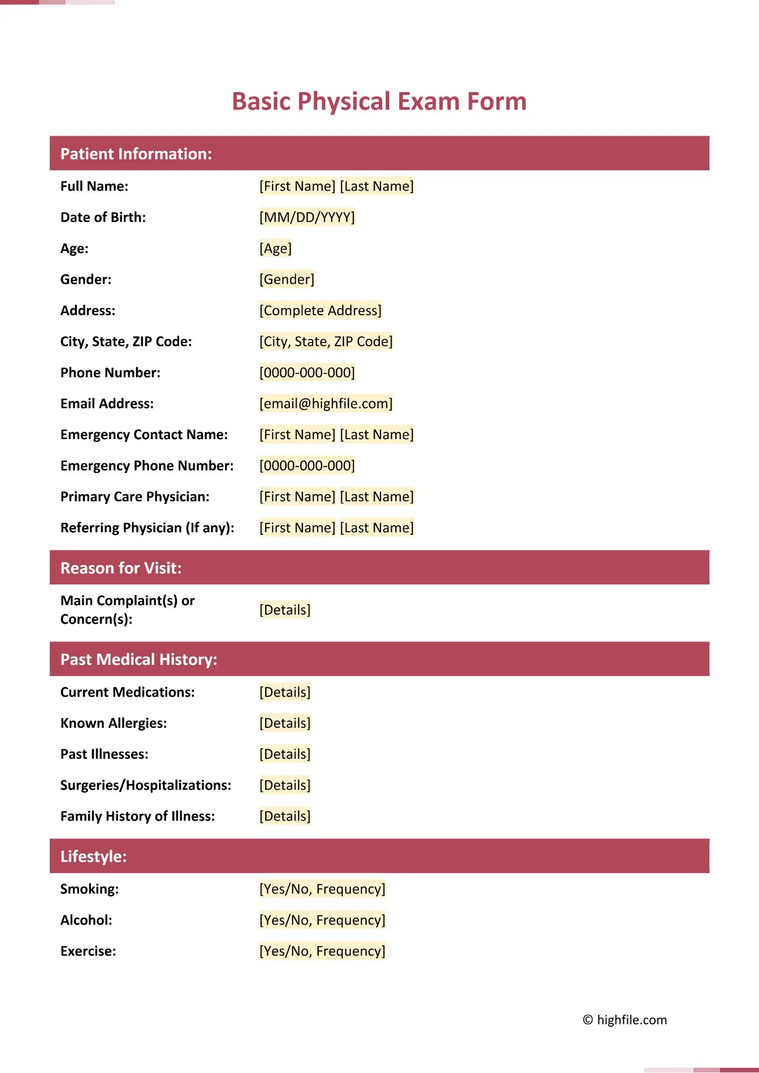Simple Physical Exam Form - Amazing 8K City Designs | Free Download