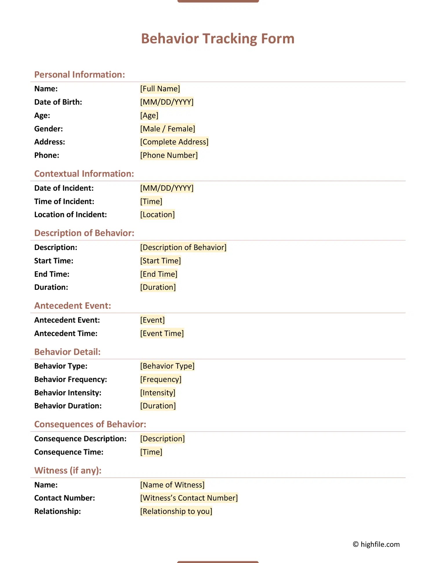 Behavior Tracking Form Word Pdf Google Docs Highfile - Modern Geometric Image - Desktop