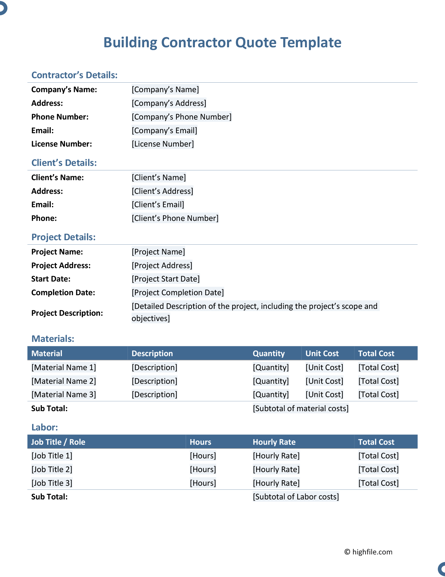 Contractor Quote Doc Template Pdffiller - Dark Background Collection - Retina Quality