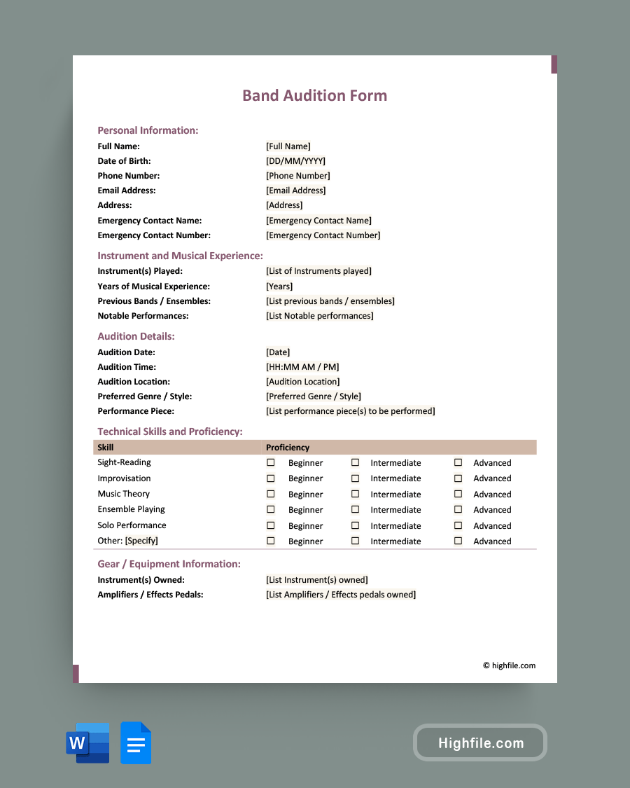 Audition Application Form Docx - Best Colorful Arts in Ultra HD