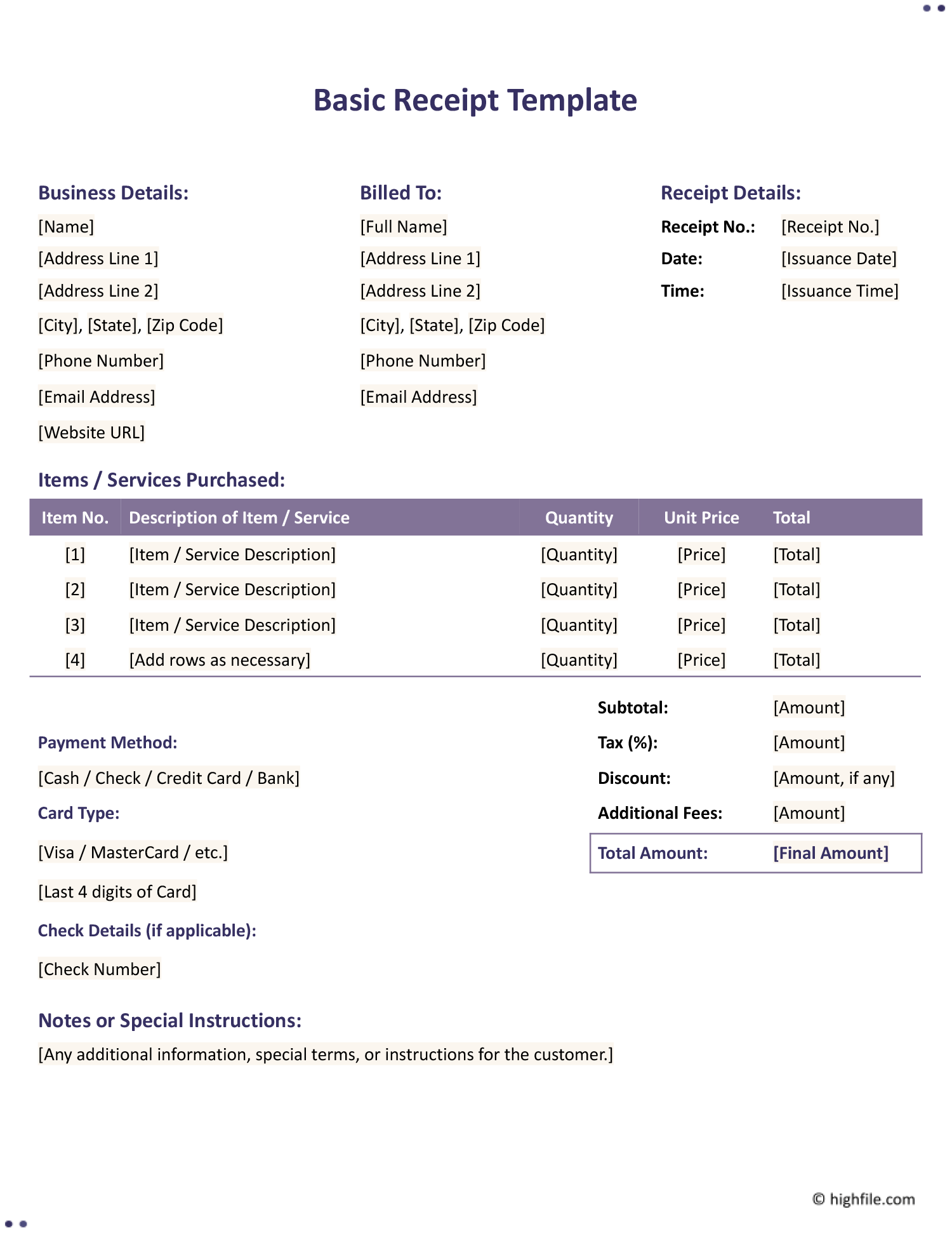 Simple Receipt Template Word Google Docs Highfile - Amazing Geometric Design - High Resolution