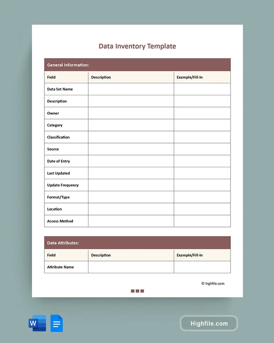 Data Inventory Template Word Google Docs Highfile - Best Ocean Textures in Desktop