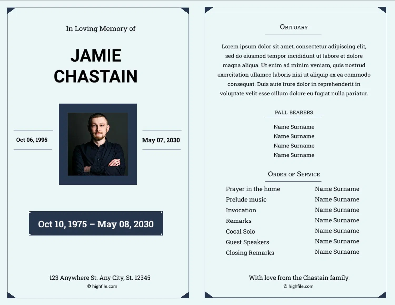 Funeral Program Template Word Google Docs Highfile - Incredible Mobile Ocean Designs | Free Download