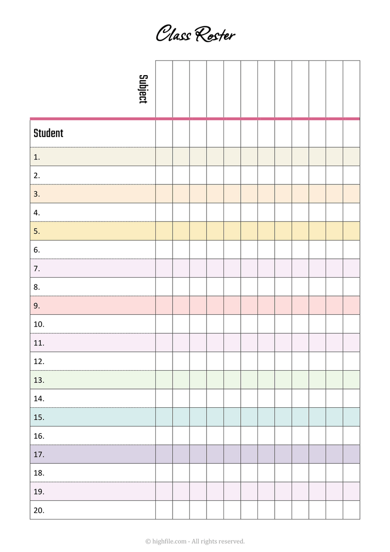 Class Roster Spreadsheet Pdf Excel Highfile - Landscape Pictures - Stunning HD Collection