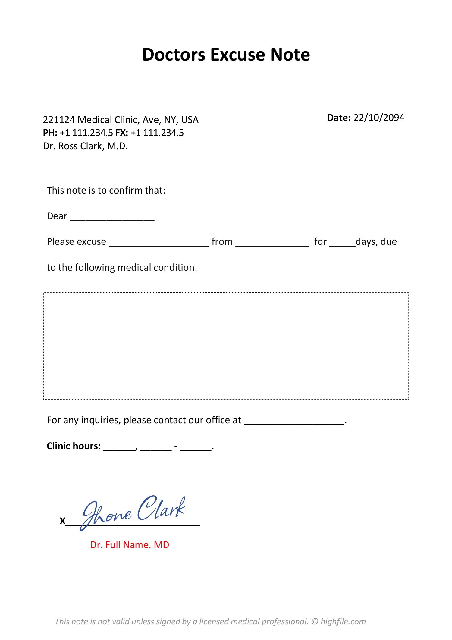 Blank Doctors Note Template For Work - Nature Illustrations - Elegant Mobile Collection