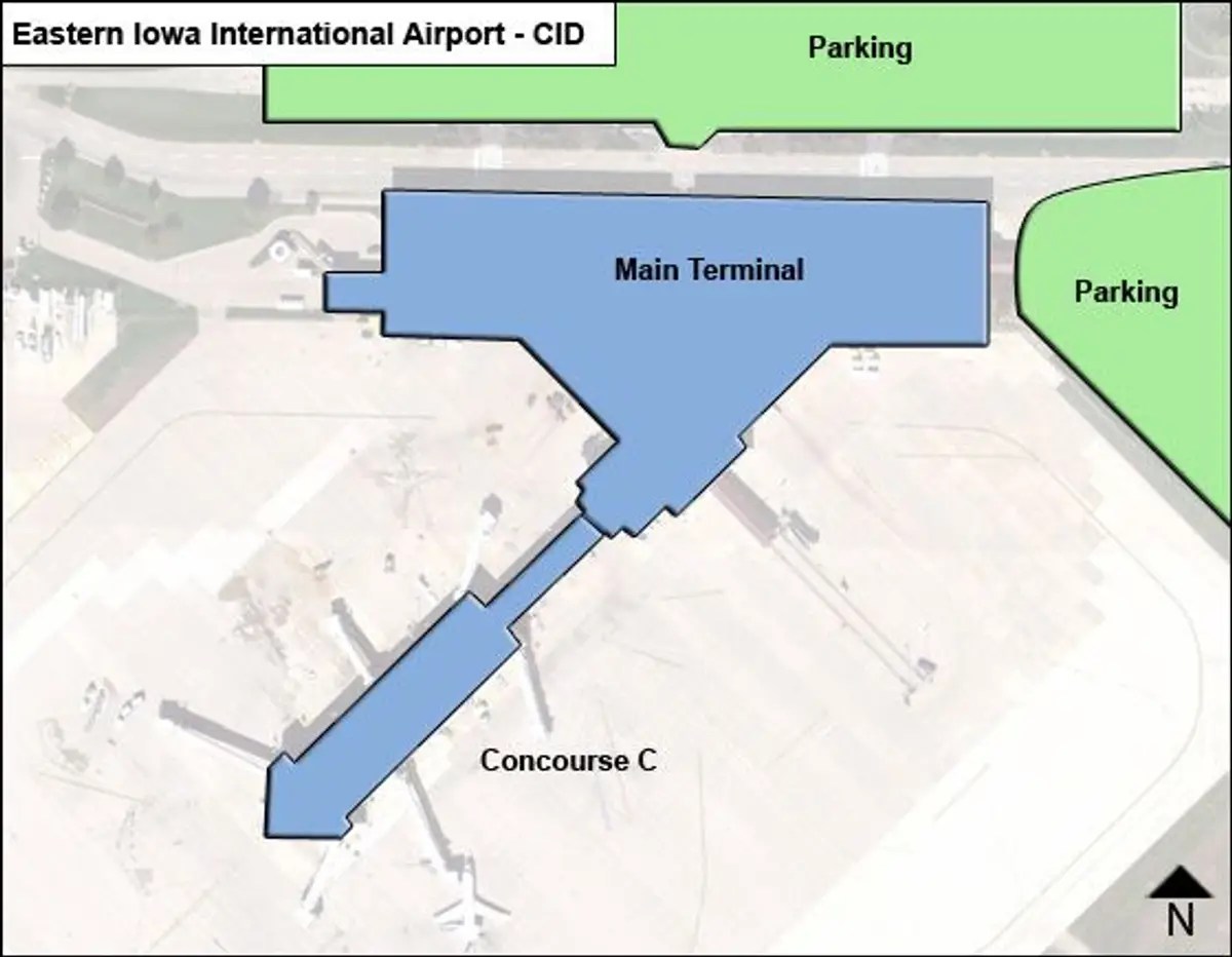 Eastern Iowa Airport Map Guide To CID S Terminals Eastern Iowa CID Terminal Map 