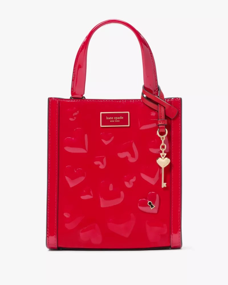 Kate spade key to my heart manhattan mini tote in cherry rouge