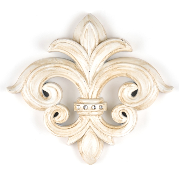 Decorate the wall of your room with this stunning bling burst wall decor. cream fleur de lis bling wall plaque