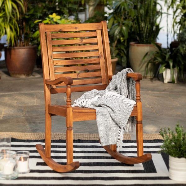 Brown Acacia Wood Rocking Chair Kirklands