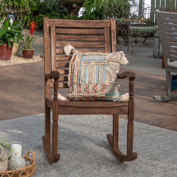 Dark Brown Acacia Wood Rocking Chair Kirklands