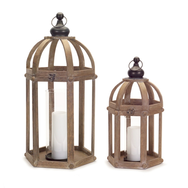 Wooden Bird Cage Lanterns Set Of 2 Kirklands