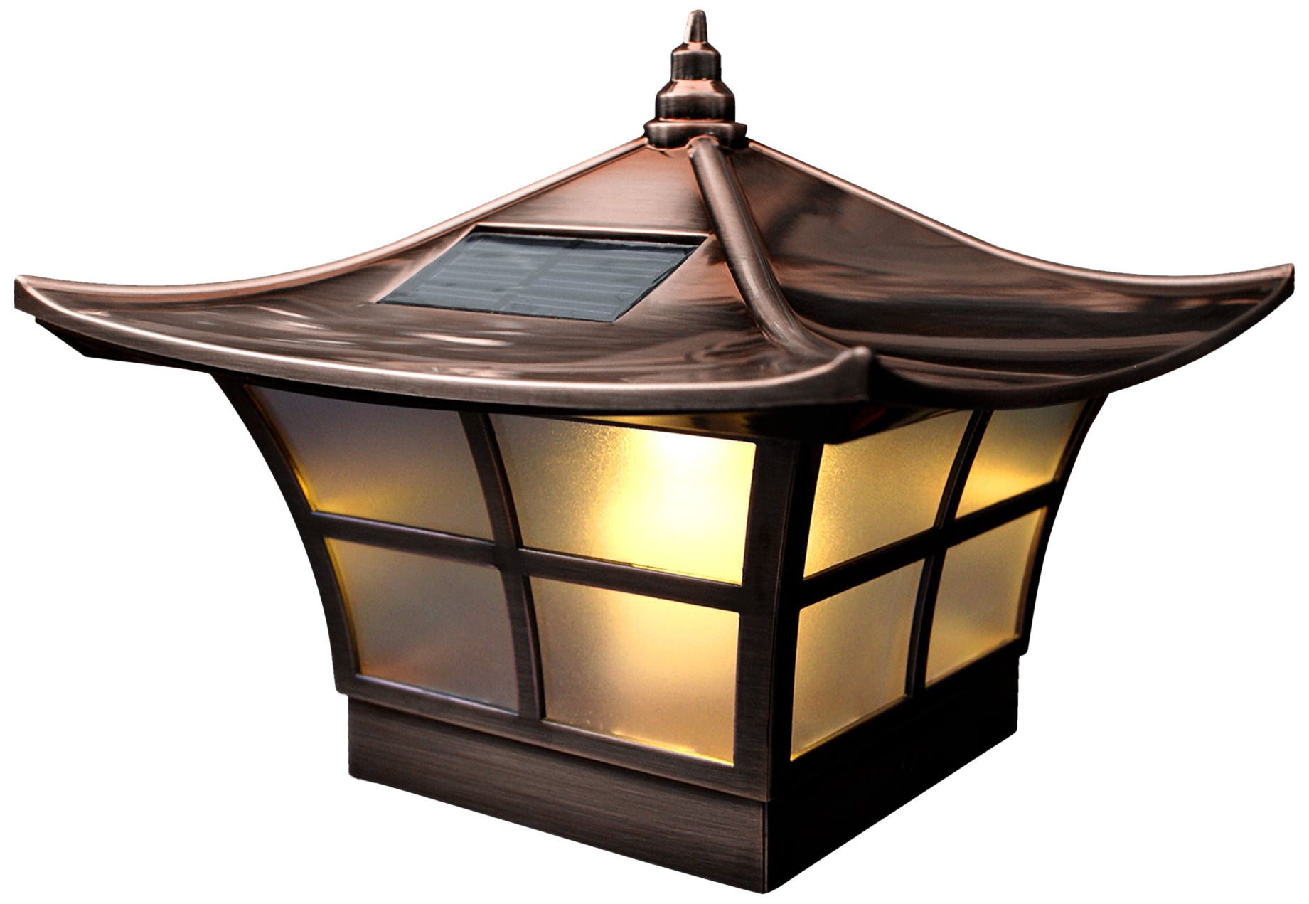 Ambience 7" high copper plated outdoor solar led post cap