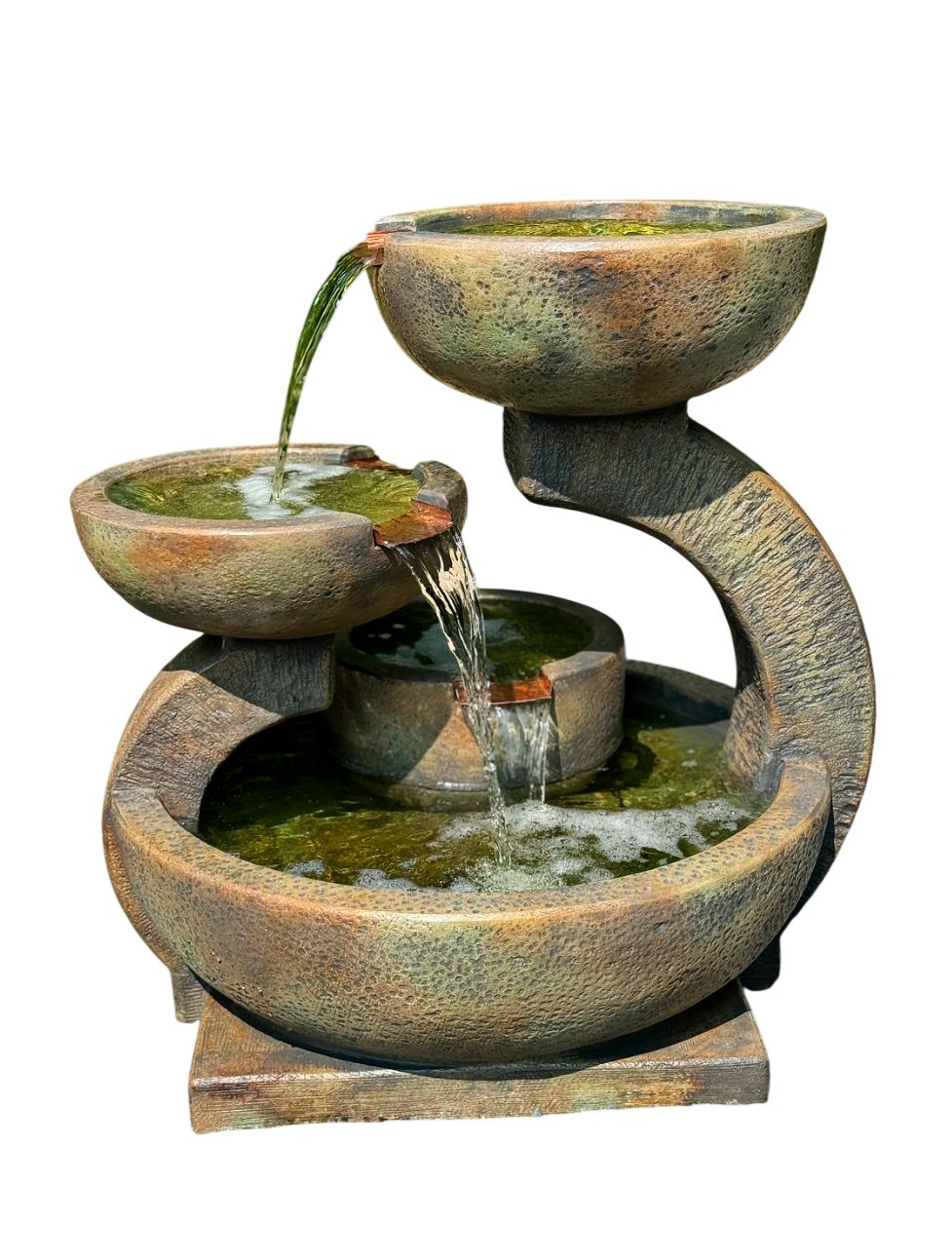 zen threebowl 32 1/2" high relic lava led outdoor fountain 65h63 on lamps plus outdoor fountains
