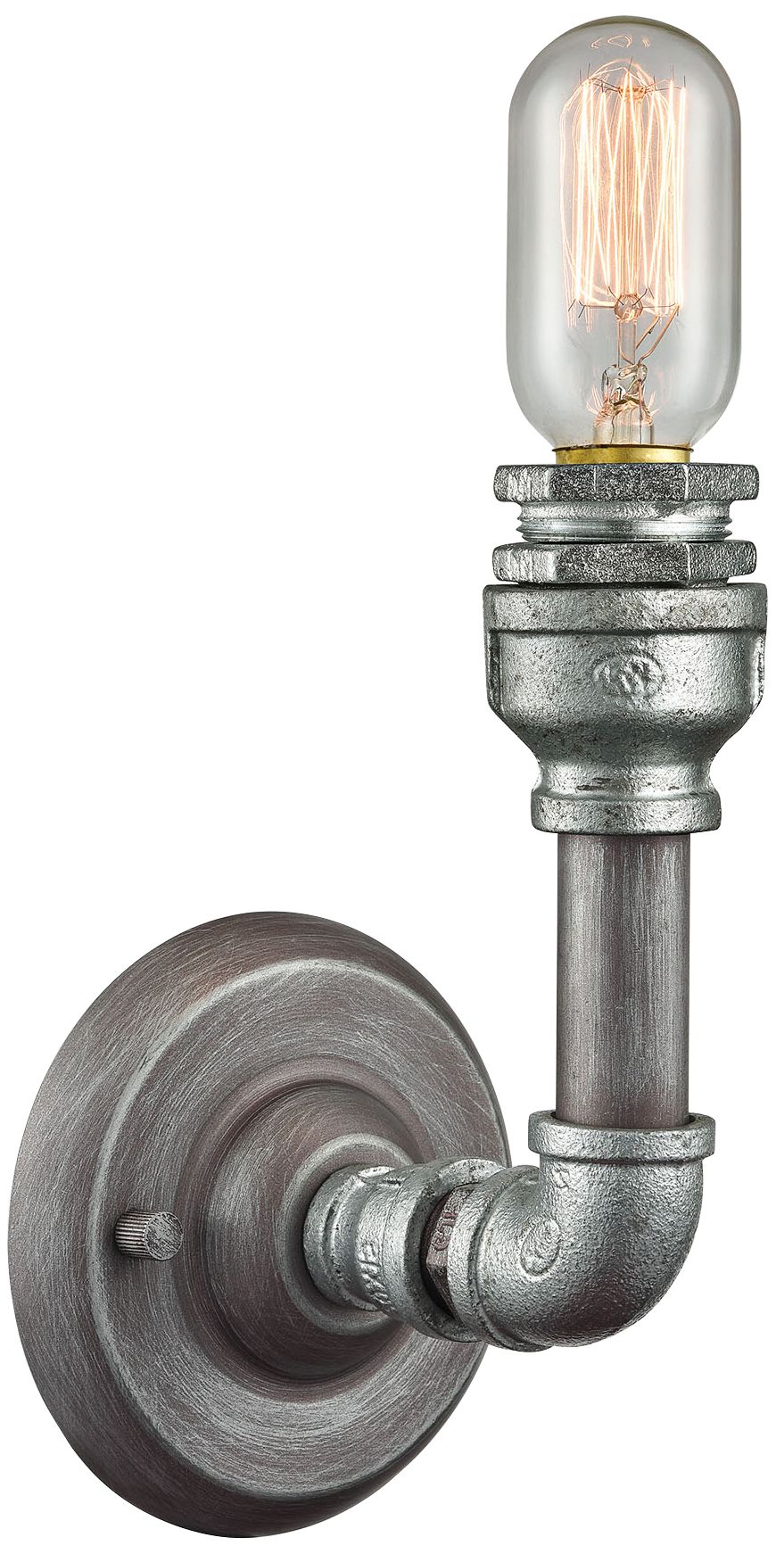 Cast Iron Pipe 8 High Weathered Zinc 1 Light Wall Sconce 9v887