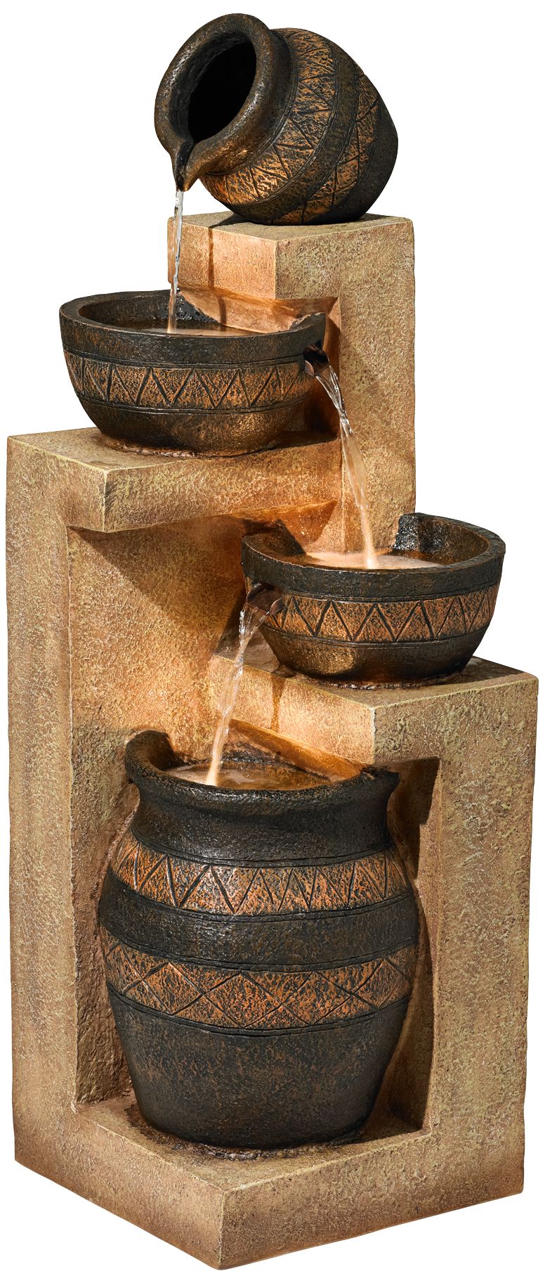 stoneware bowl and jar indooroutdoor 46" h. led fountain v7841 on stoneware bowl and jar indoor outdoor fountain