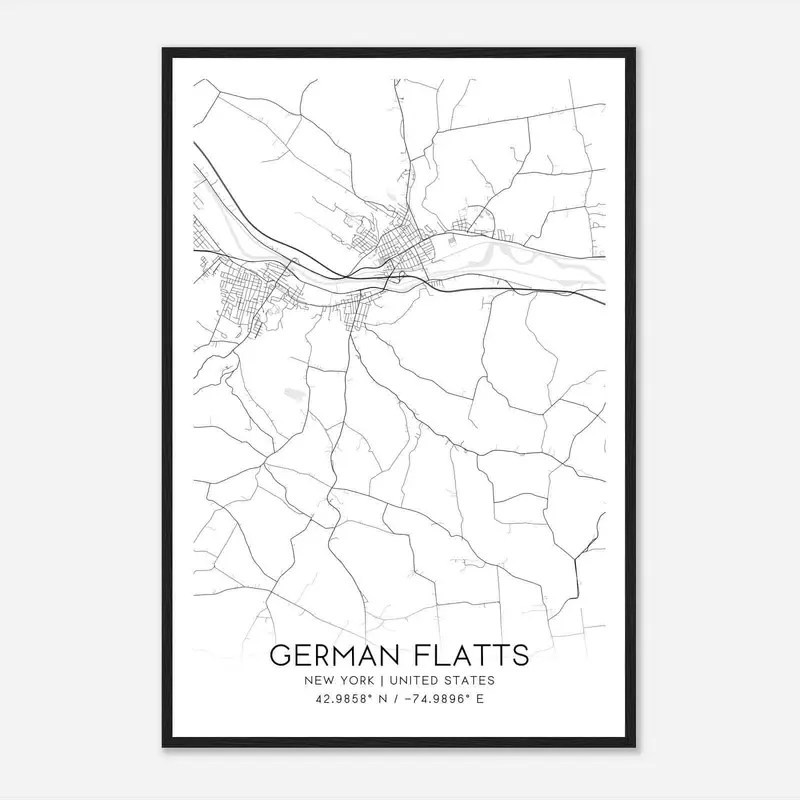 German Flatts New York Map Poster Modern Home Decor Wall Art Print