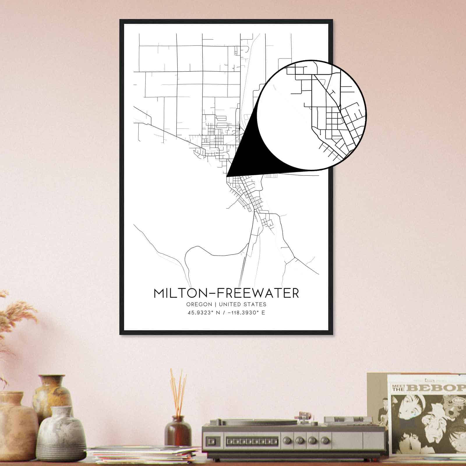 Milton Freewater Oregon Map Poster Modern Home Decor Wall Art Print 