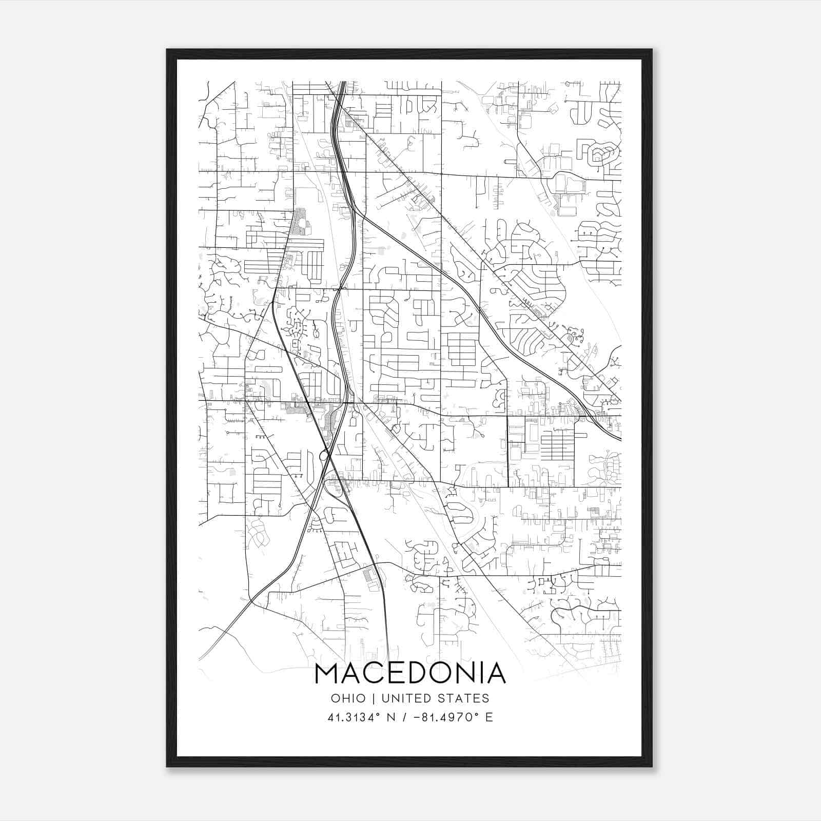 Macedonia Ohio Map Poster Modern Home Decor Wall Art Print Custom 