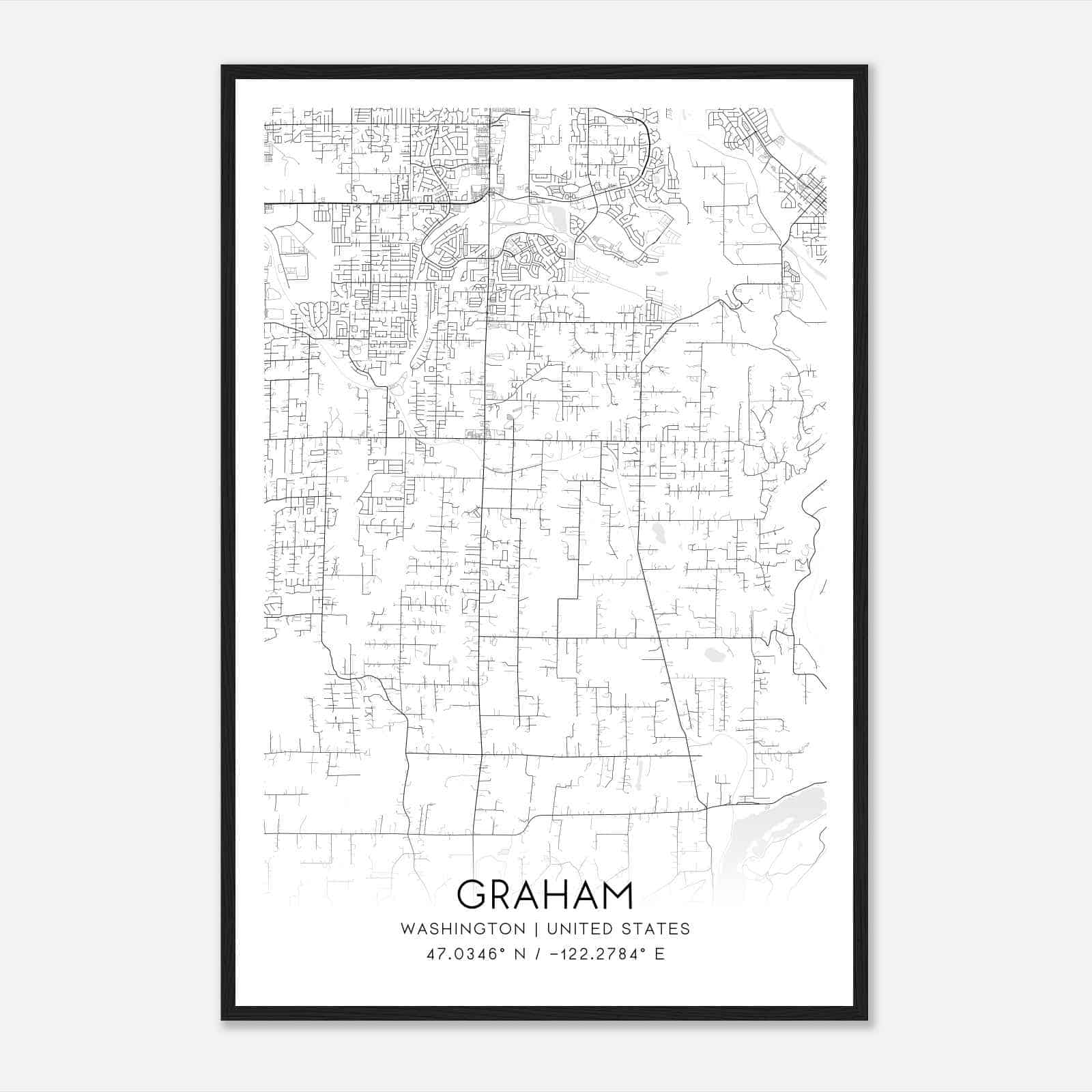 Graham Washington Map Poster Modern Home Decor Wall Art Print Custom 