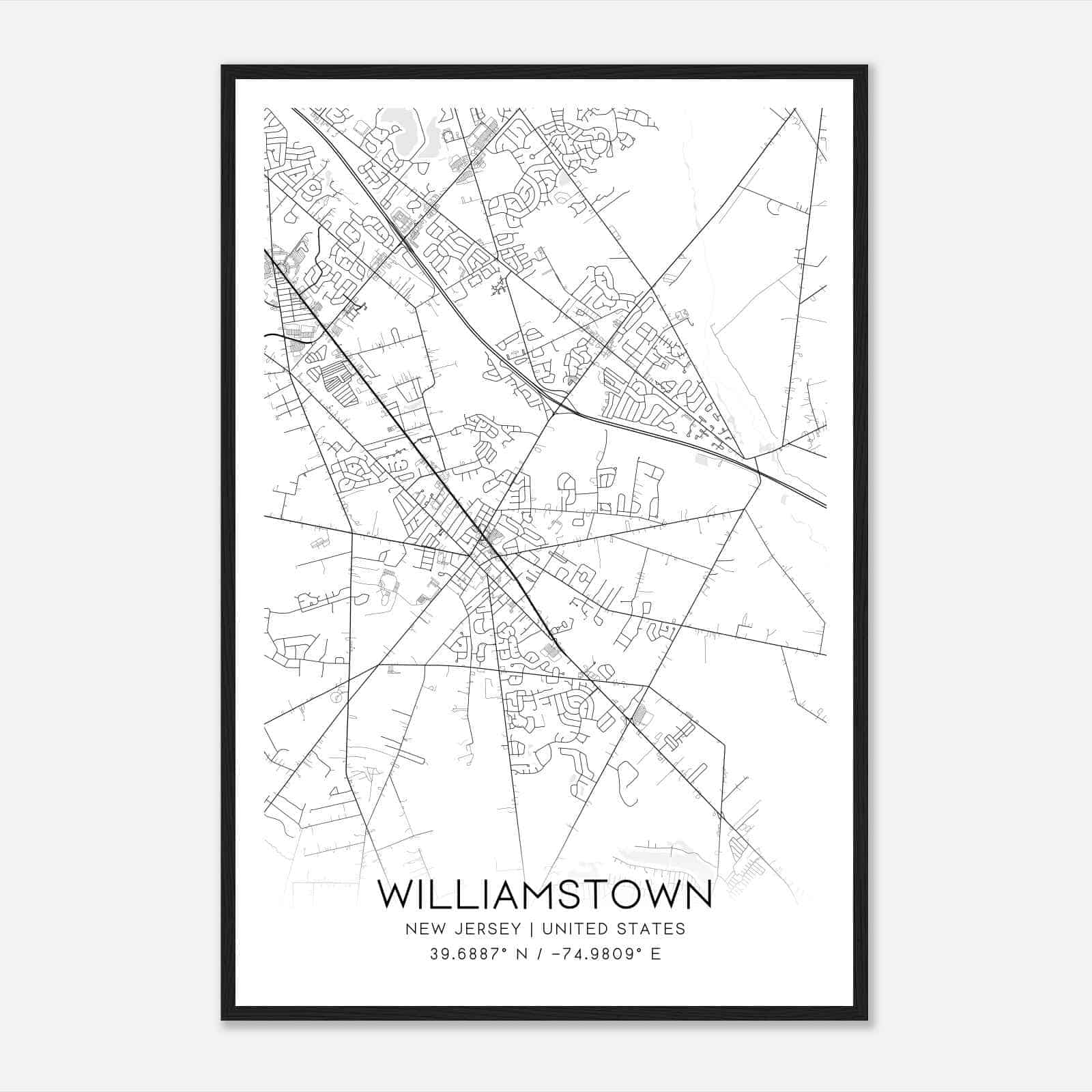 New Jersey Map Poster Modern Home Decor Wall Art Print 