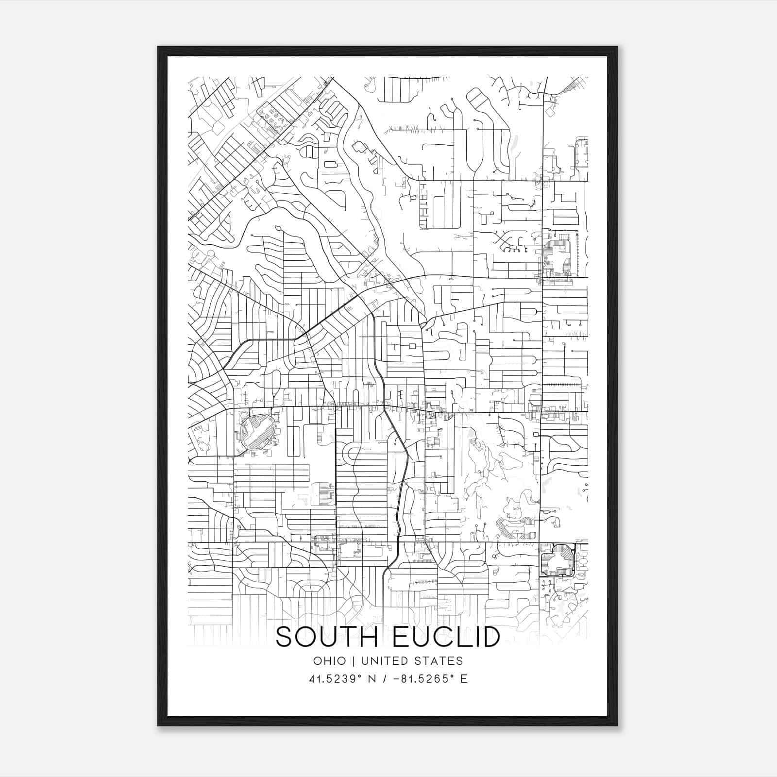 South Euclid Ohio Map Poster Modern Home Decor Wall Art Print Custom 