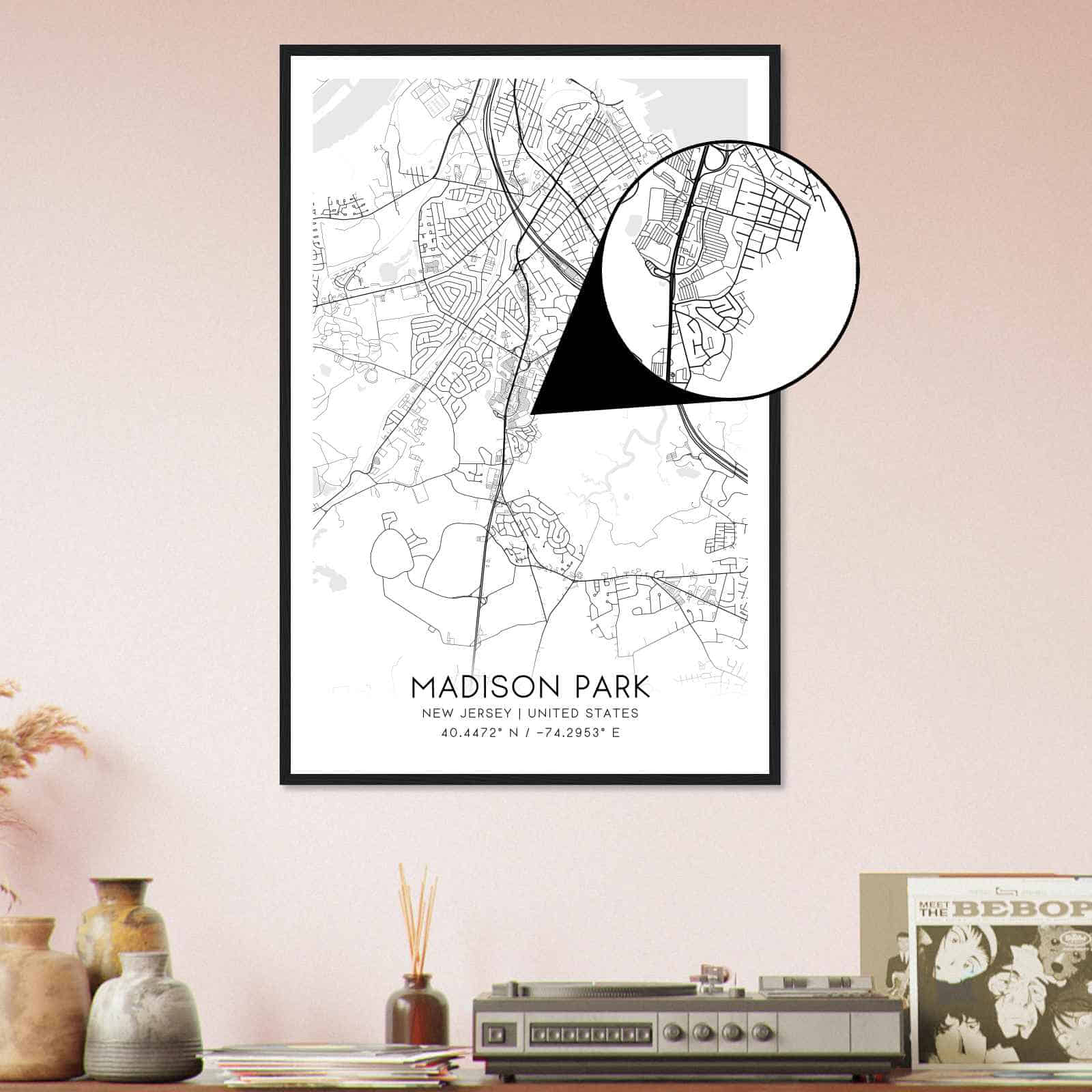 Madison Park New Jersey Map Poster Modern Home Decor Wall Art Print 
