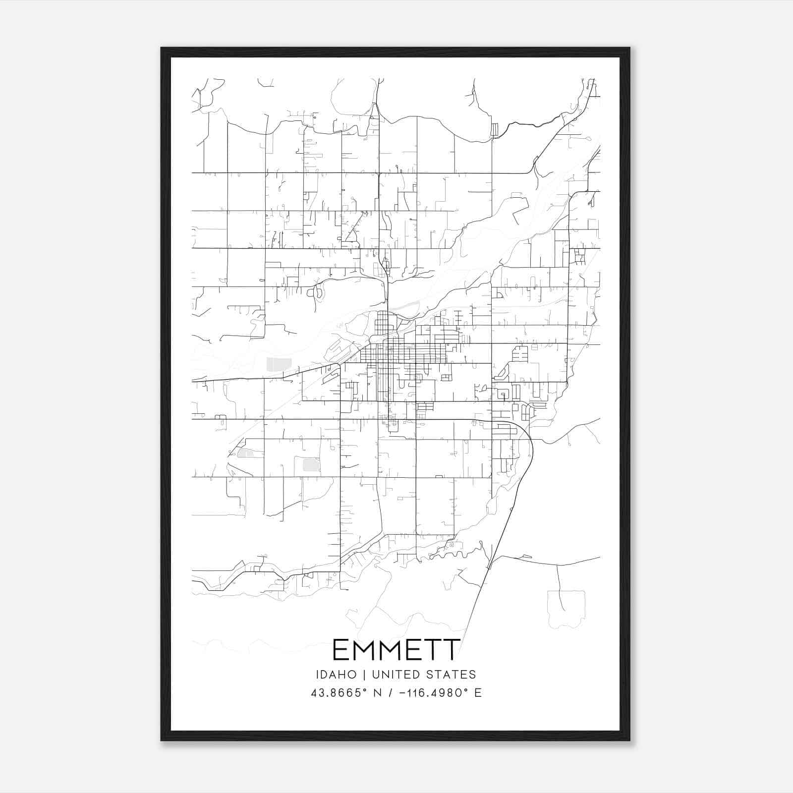 Emmett Idaho Map Poster Modern Home Decor Wall Art Print Custom Maps 