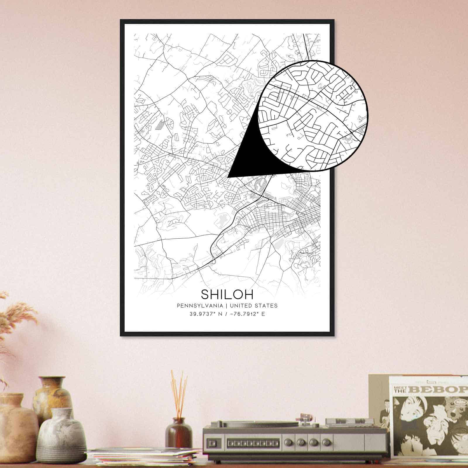 Shiloh Map Poster Modern Home Decor Wall Art Print 