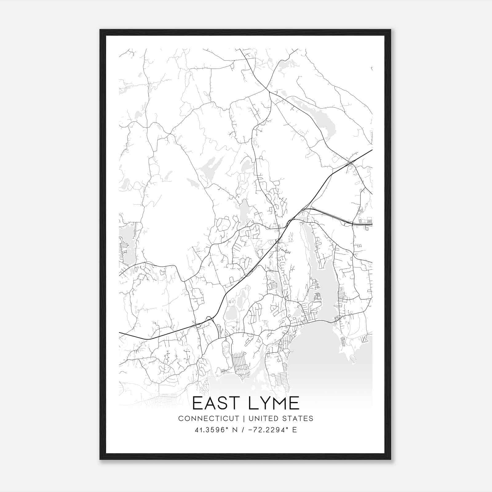 Vintage East Lyme Connecticut Map Poster Modern Home Decor Wall Art 
